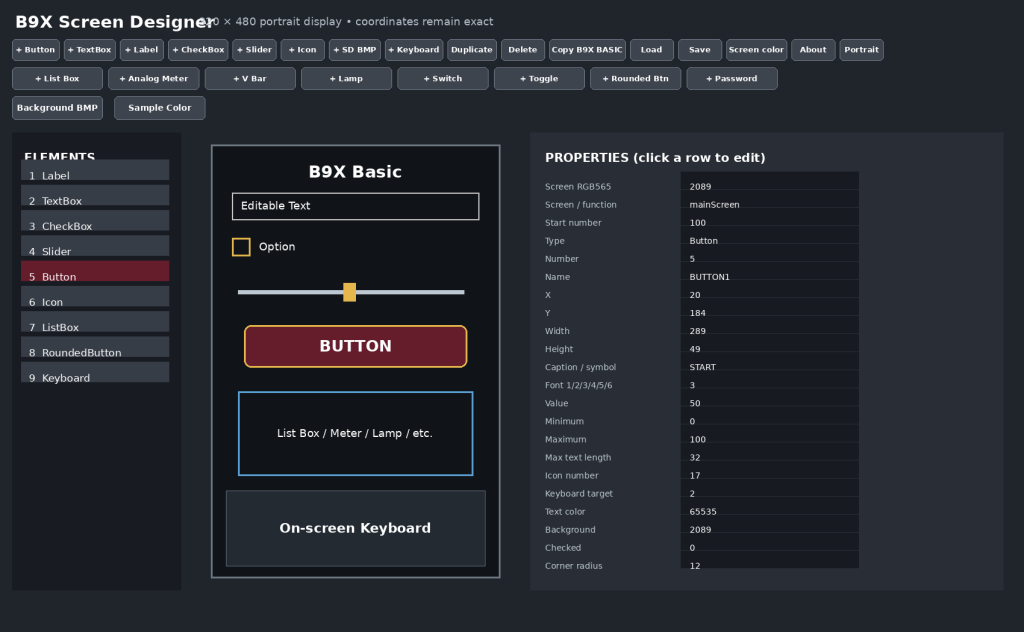 B9X Screen Designer